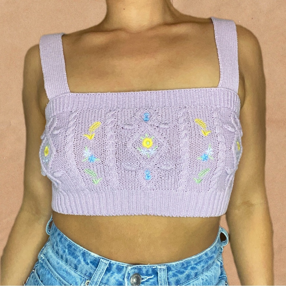 ZARA Crochet Lilac Top